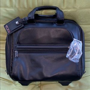 TUMI Leather 2 Wheeled Laptop Case Brief